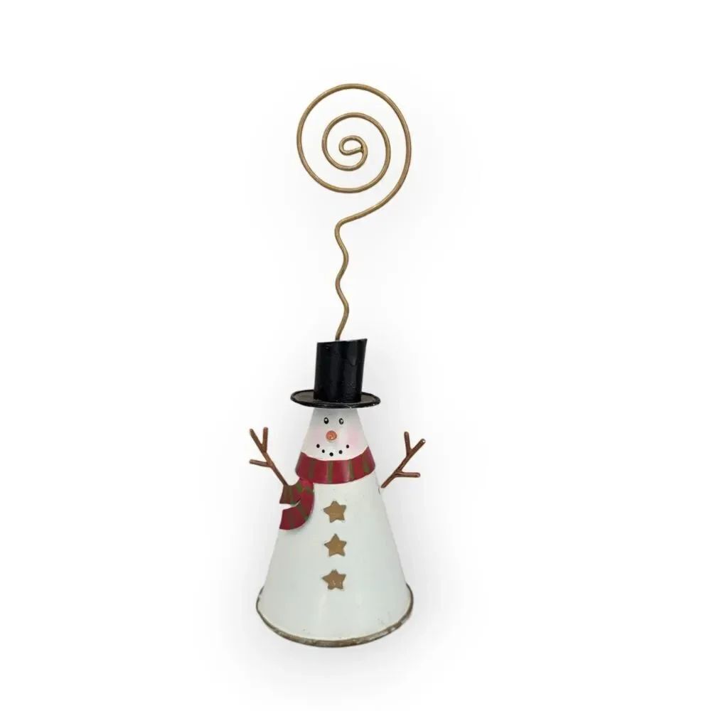 Vintage 90s Festive Snowman Card Holder with Black Hat and Red Scarf